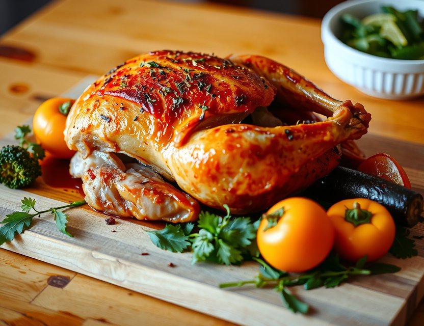 Roasted playmuje chicken with herbs