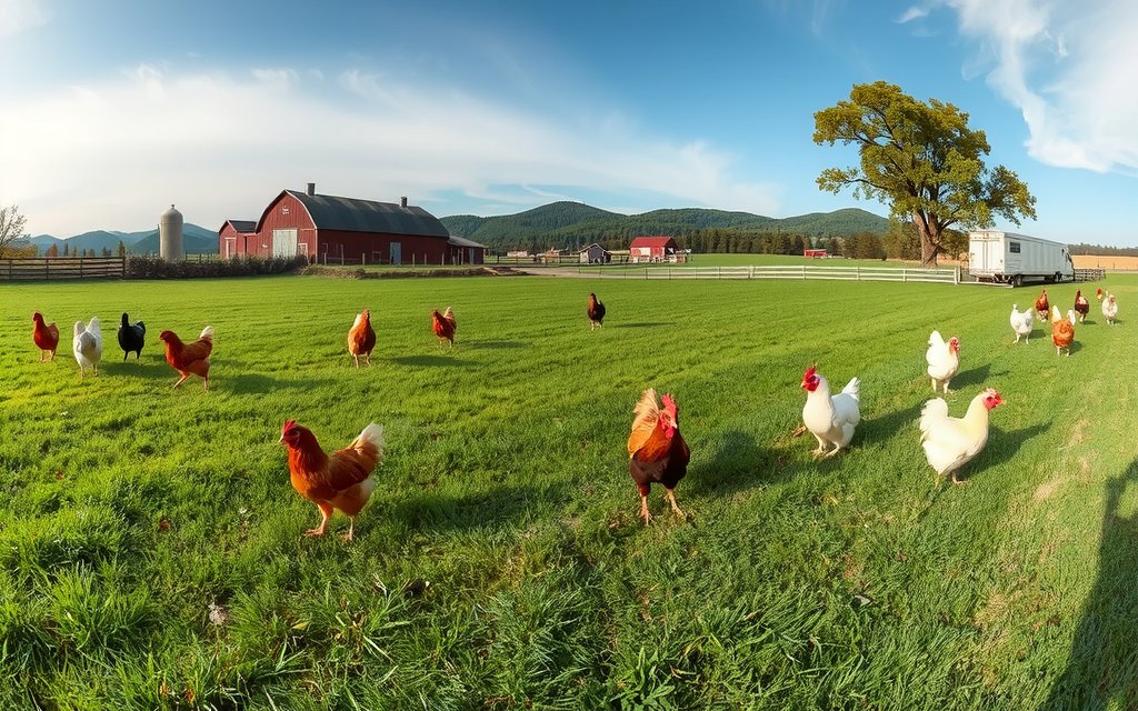 Virtual tour view of playmuje farm pastures and barns